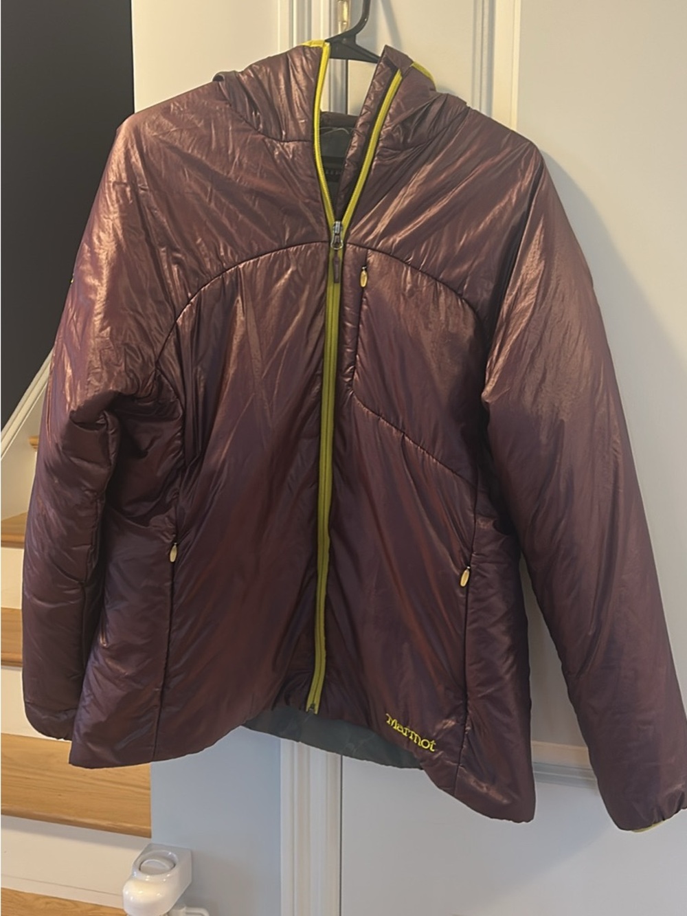 Marmot Women’s Plum Hooded Puffer with Lime Trim